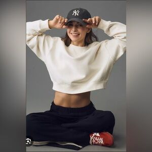 Reformation Cropped Cream Sweatshirt Size XS